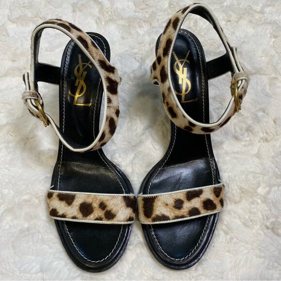 Yves Saint Laurent Ponyhair Animal Print Kitten Heel Sandals
Size 38.5 Leopard - Picture 2 of 14
